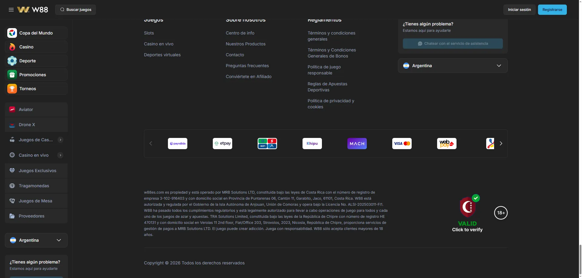 w88 Casino payment methods